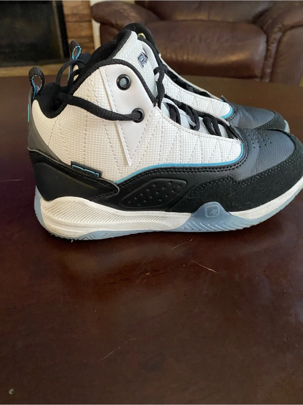 And1 Kids High-Top Sneakers in White, Black & Teal